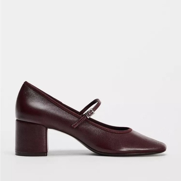 ZARA Burgundy Mary Jane Block Heel Pumps EU 39/ US 8-8.5 - Picture 11 of 11